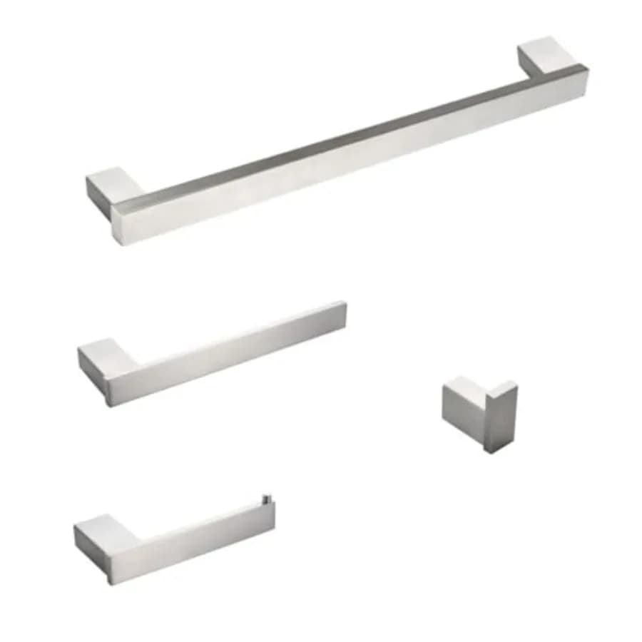 Set di accessori per il bagno, set di 4 pezzi in acciaio inossidabile spazzolato, SUS 304, kit portasciugamani da parete
