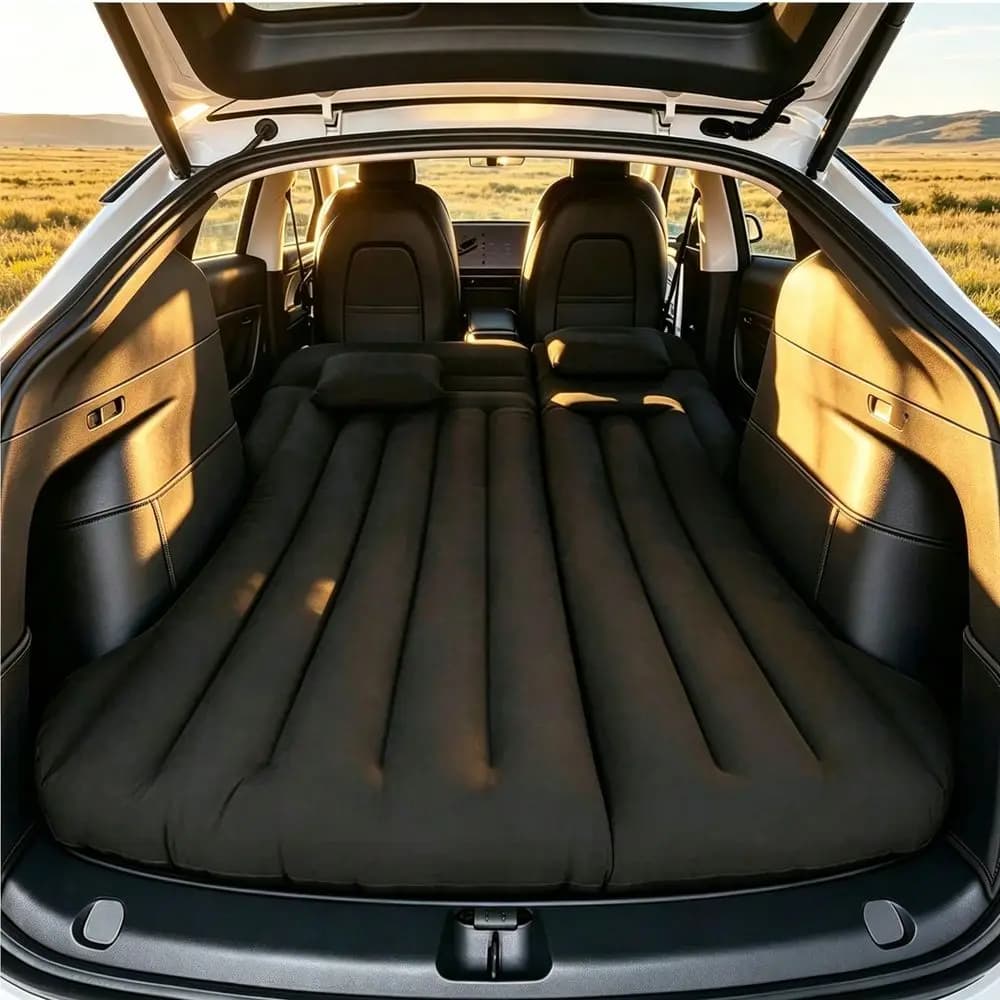 Car Inflatable Mattress​ Quick Inflate Foldable Bed With 2 Pillows & Bag For Camping Truck RV Trunk, Black