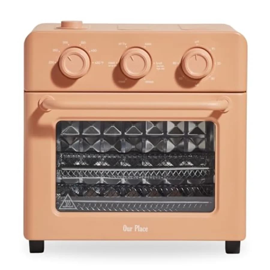Forno Combinato Compatto 13 QT con Friggitrice ad Aria e Cestello, Griglia, Teglia e Vassoio per Toast, Arrostire, Cuocere, Riscaldare, Grigliare in Acciaio Inossidabile Opaco