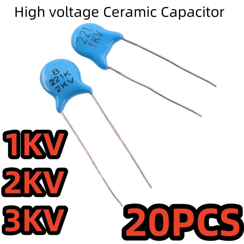 20PCS 1/2/3KV 5/10/20/22/27/30/47/100/220PF 1/2.2/3.3/4.7/10/22NF Condensatore ceramico ad alta tensione