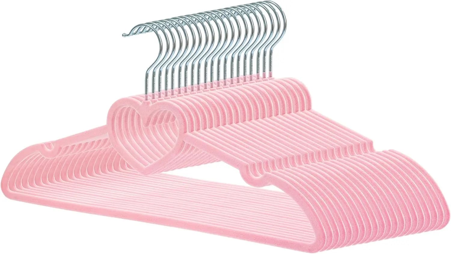 Confezione da 20 appendiabiti in velluto, appendiabiti antiscivolo da 16 pollici per adulti, appendiabiti sottile con gancio girevole a 360 gradi - Resistenti e graziosi per cappotti, camicie, vestiti (Rosa)