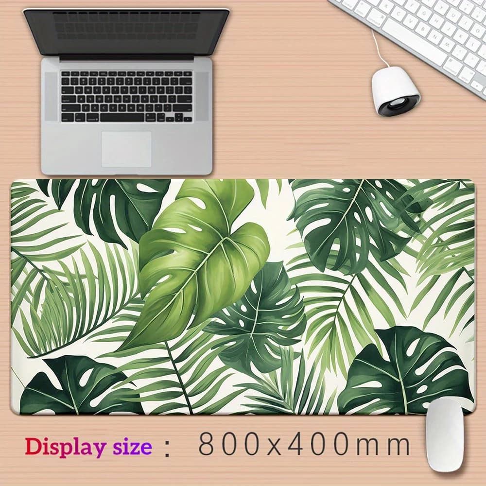 Carpet for Mouse from Gaming Grande with Motivo Anime Green Leaves, Eye Protection, Rubber Edge Sew, Keyboard Mat for Arredo Office