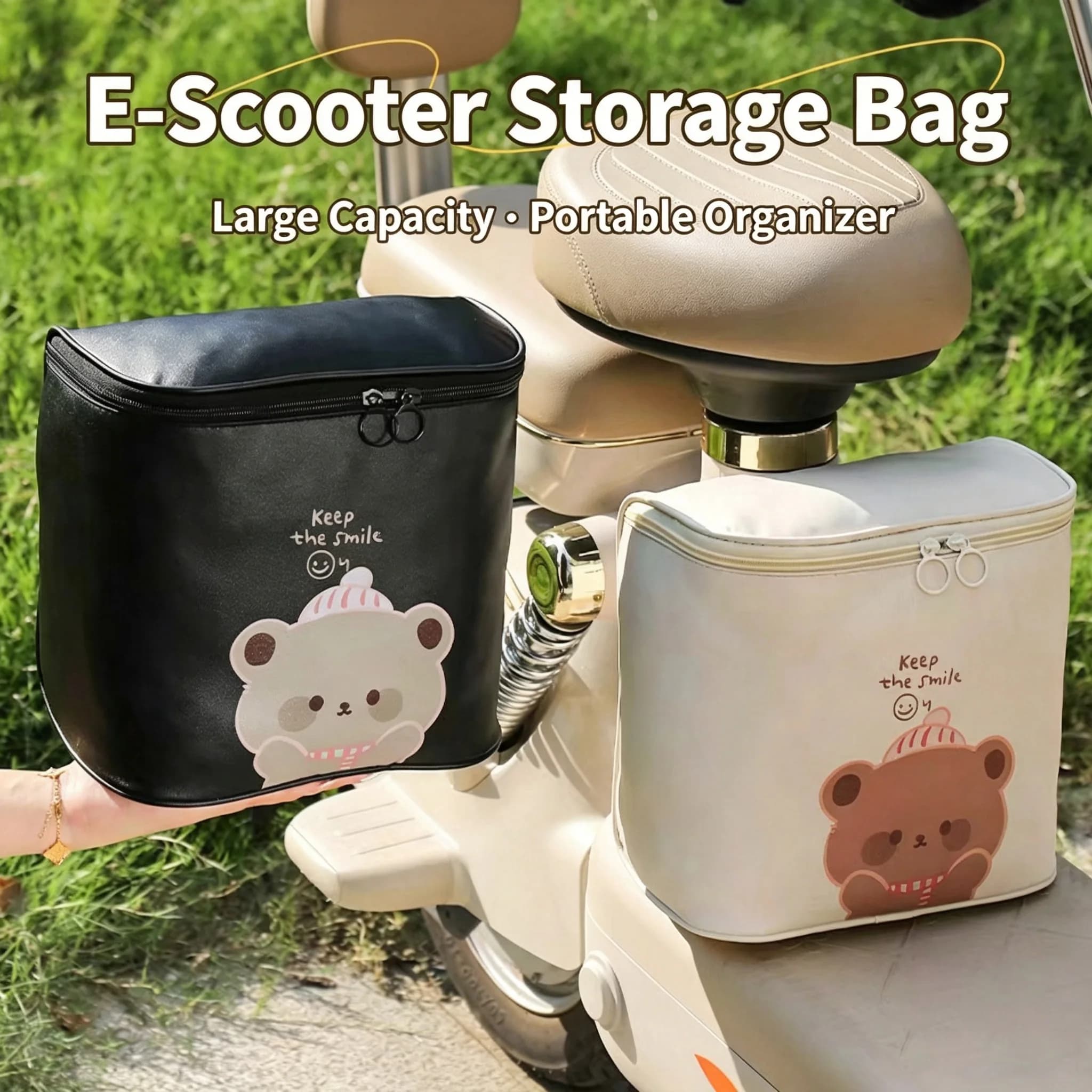 Electric Scooter Storage Bag, Large Capacity Front Hanging or Footboard Organizer, Commuter Bag for E-Bike Moped Motor Scooter