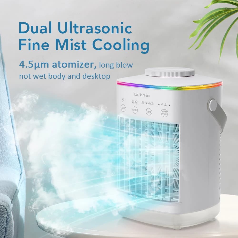 Ventilatore portatile per condizionatore d'aria Ventola di refrigerazione Ventola di raffreddamento per dormitorio domestico Piccolo condizionatore d'aria mobile raffreddato ad acqua ad aria fredda