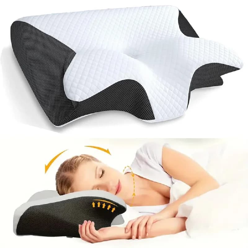 Cuscino per il Collo a Forma di Farfalla in Memory Foam, Supporto Cervicale a Lento Ritorno, Cuscino Ortopedico per Massaggio e Sonno