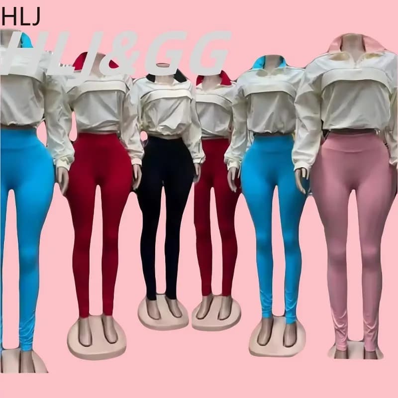 HLJ Set da 2 pezzi a righe alla moda Completo da donna Felpa a maniche lunghe e pantaloni leggings Tuta abbinata Streetwear femminile