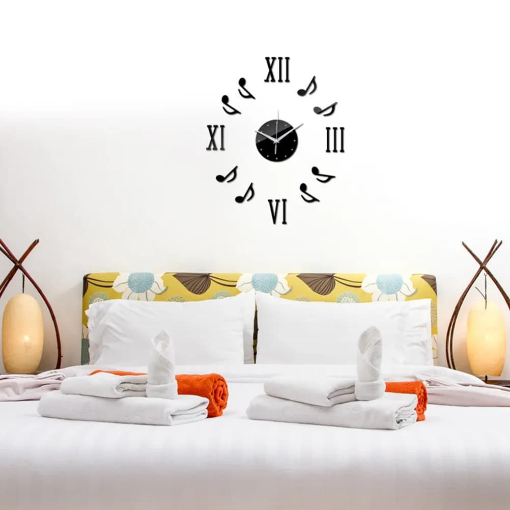 Orologio da Parete Rotondo Fai-da-Te in Acrilico, Numeri Romani Neri, Decorazione Moderna per Cucina e Casa, Adesivo da Parete Cavo, Silenzioso, Senza Batteria