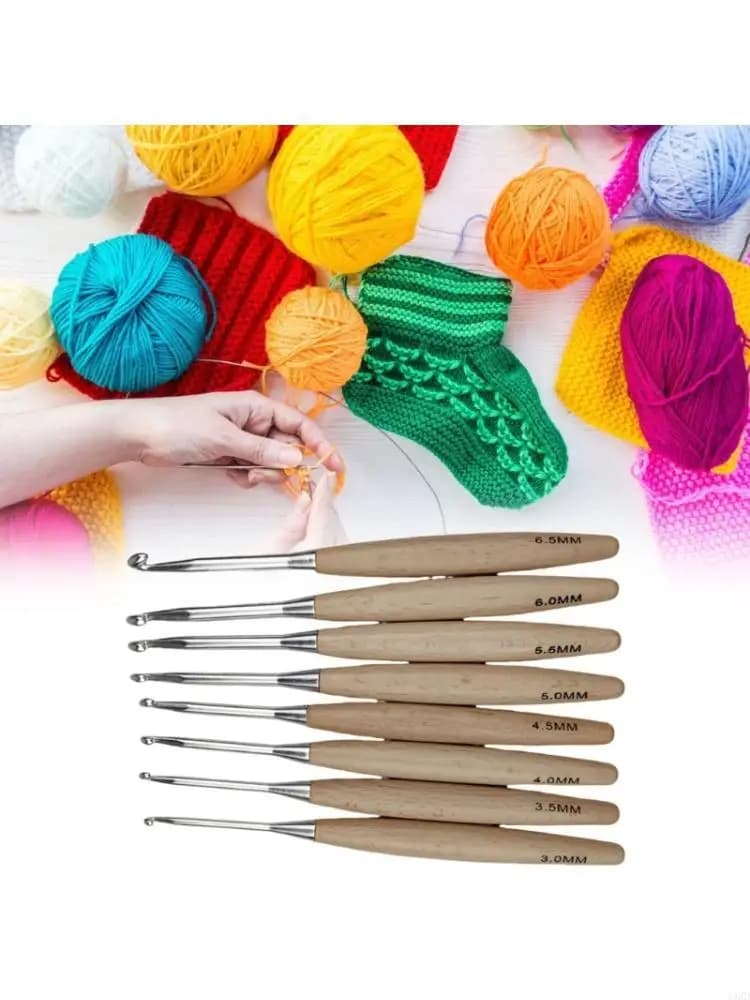 8pcs manico in legno ago all'uncinetto per maglione maglione per maglia per maglione 3,0 mm-6,5 mm Jomd