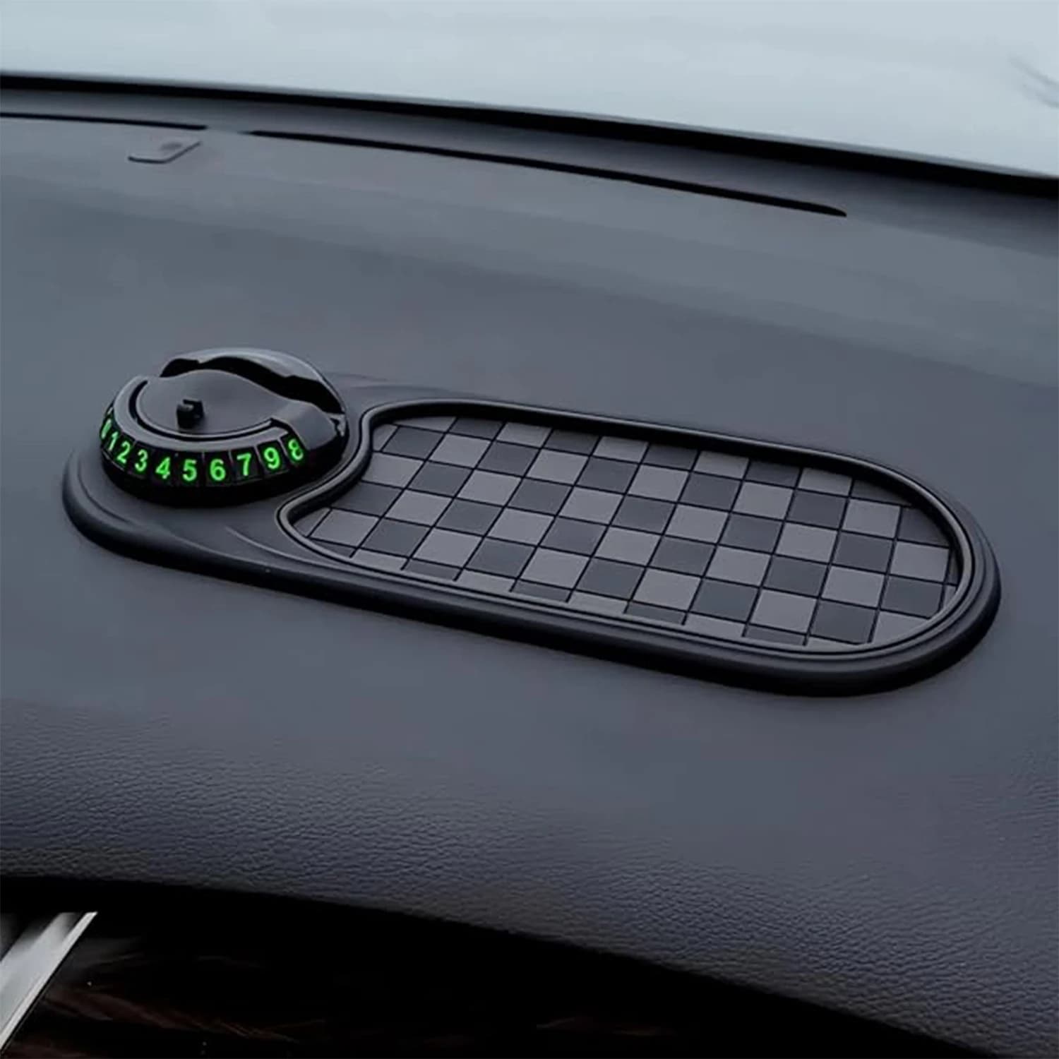 Luminous Car Parking Number Plate Anti-Slip Mat, Multifunctional Dashboard Phone Holder Pad for Vehicle Interior