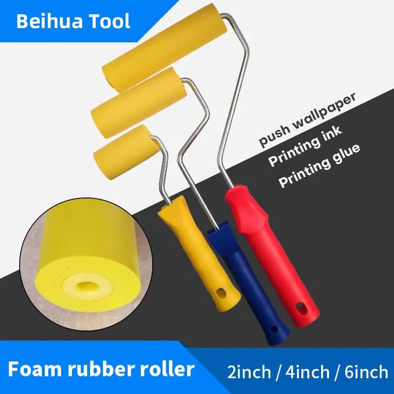 2 inch 4 inch 4 inch 4 inch 4 inch soft rubber foam smooth roller Brayer ink paint brush for printing roller