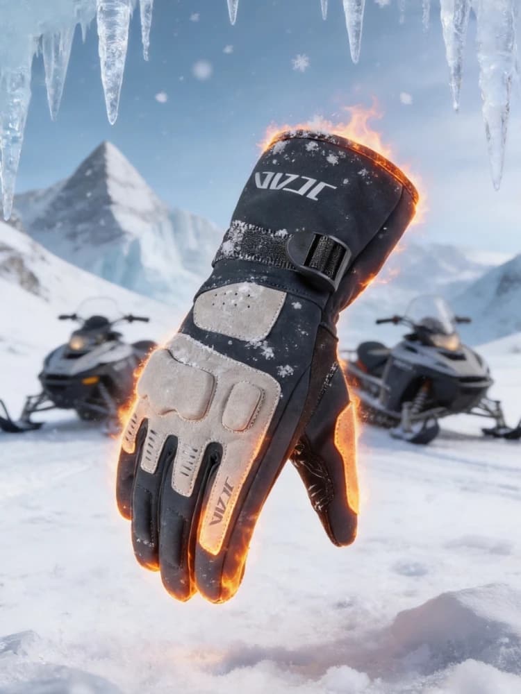 Waterproof Thermal Winter Motorcycle Gloves Touchscreen Anti-Slip Full Finger Long Cuff Riding Gear Gloves Guantes Moto