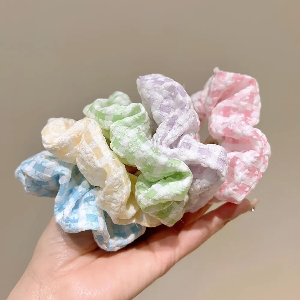 5 pezzi alla moda innovativo fresco dolce a scacchi intestino crasso cerchio per capelli piccola testa profumata corda testa fiore stile coreano