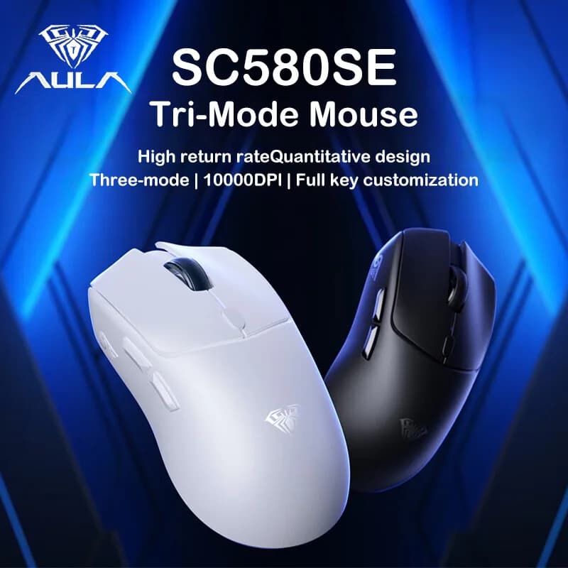 AULA SC580SE Mouse da Gaming Wireless Tri-Mode Bluetooth 2.4G 10000 DPI RGB Ricaricabile 1000Hz per PC/Laptop/Mac