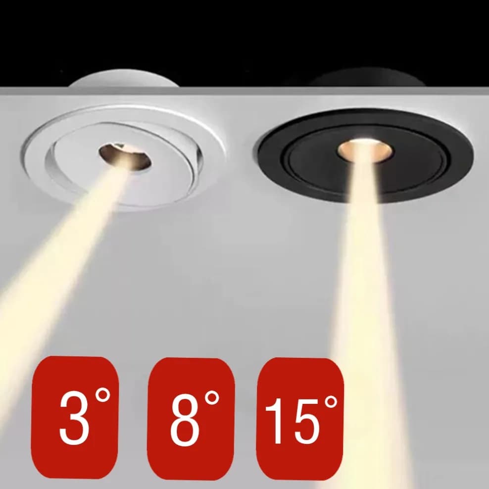 Lampada da incasso a soffitto incorporata a LED COB Faretto da incasso con messa a fuoco Mini faretto Angolo del fascio stretto 3 ° 8 ° 15 ° Lampada per armadietto del vino