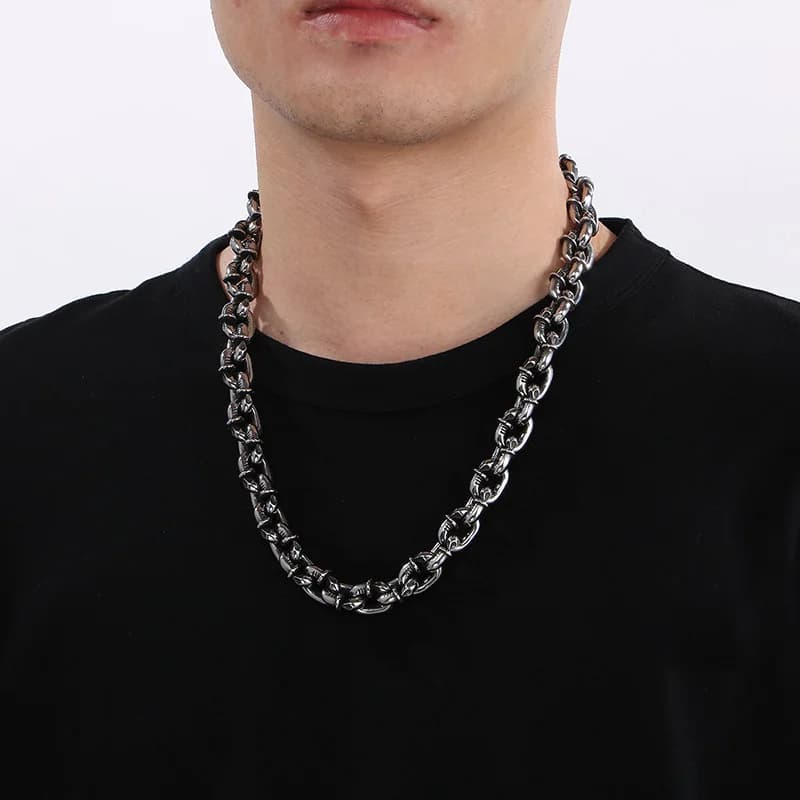 KALEN 16MM Vintage Nail Chain Bracelet Necklace for Men Women Polished 316L Stainless Steel Accessories Identity Jewelry Gift