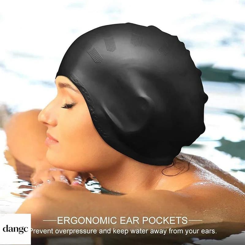 Silicone Swimming Cap Ear Protect Waterproof Pool Hat For Men Women Adults Diving Bathing Pure Color Long Short Hair Set