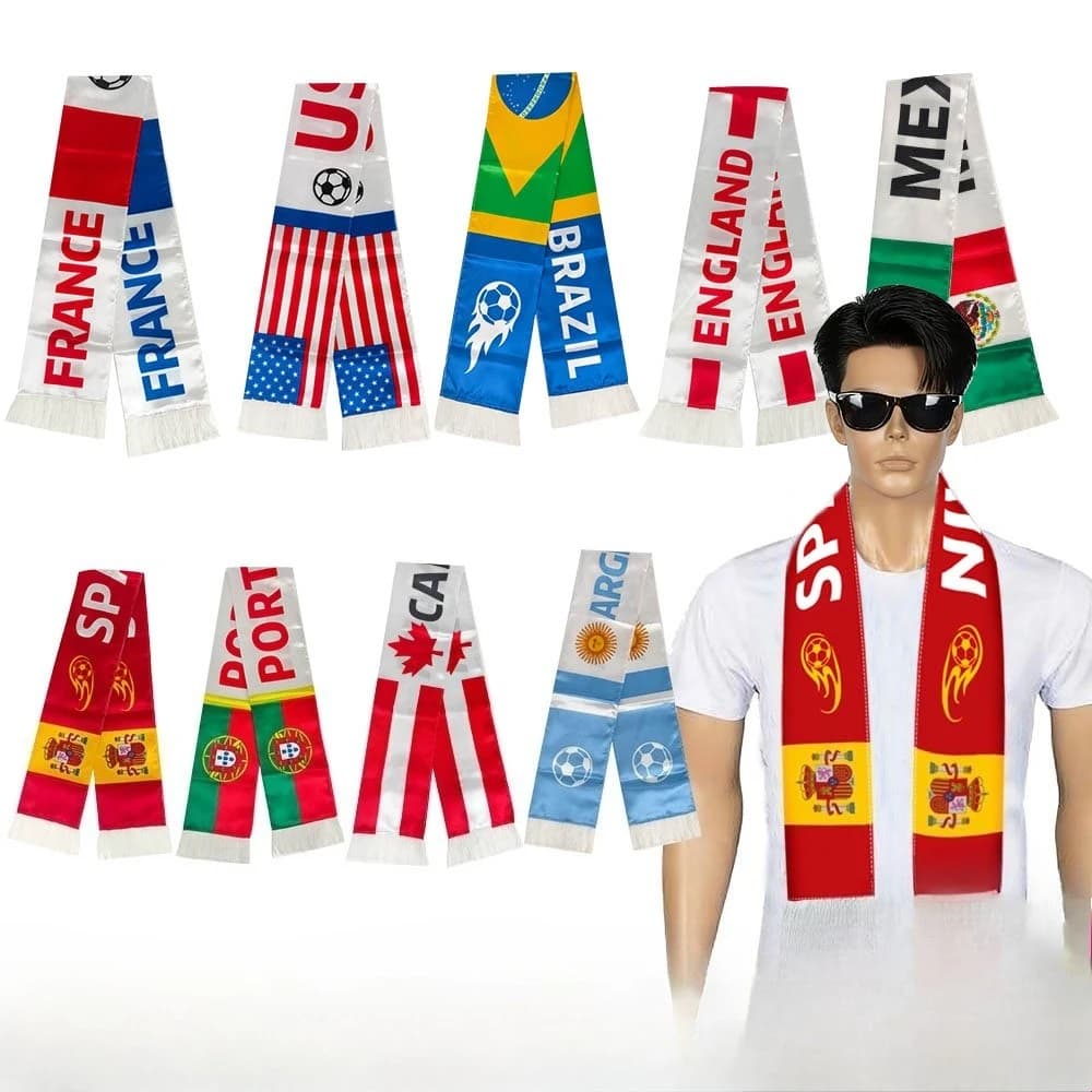 Sciarpa da Calcio USA Francia Spagna Portogallo Accessori per Tifosi Decorazione Stadio Articoli per Feste di Tifo