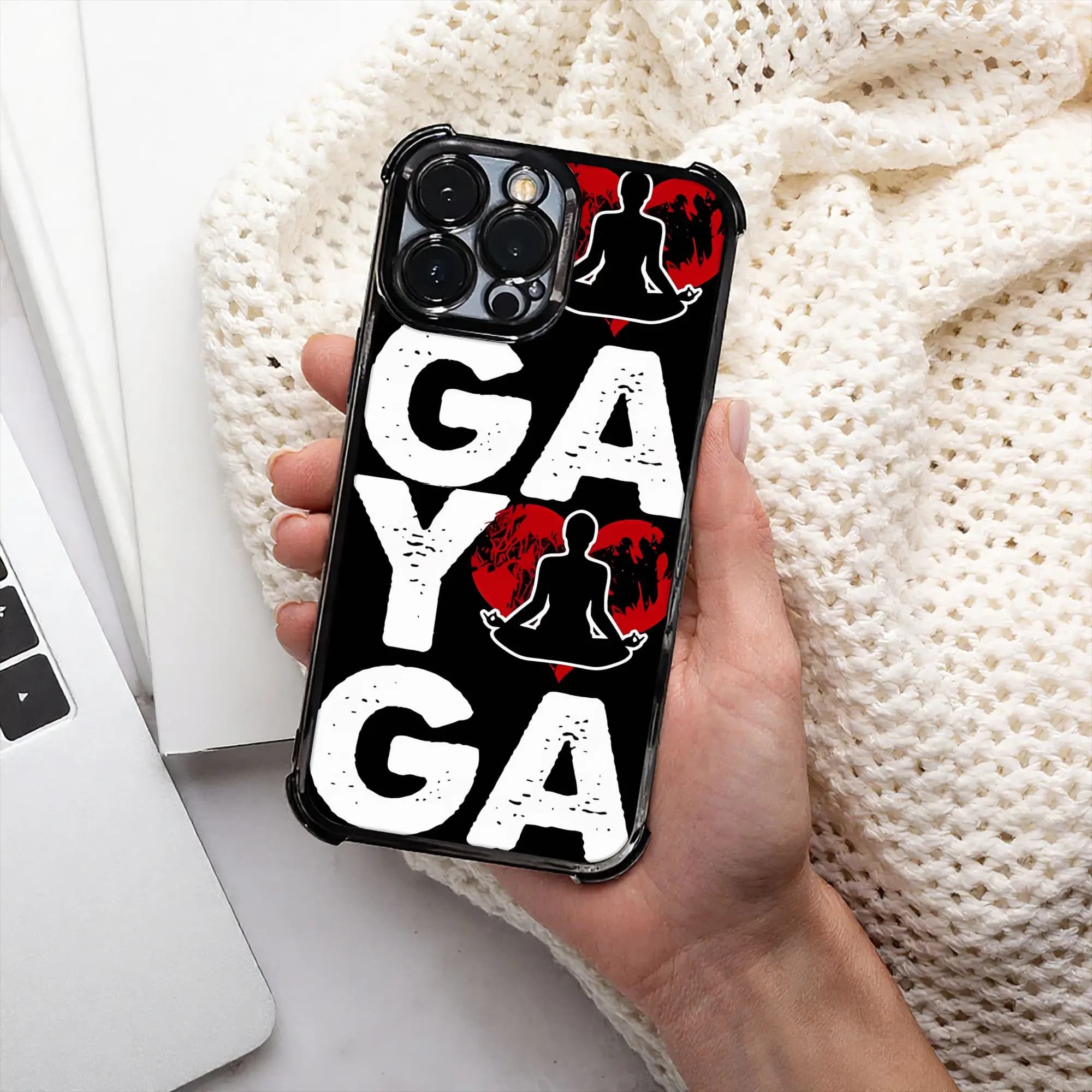 Cover per iPhone con Processo di Elettroplaccatura 'I Love Yoga' per Vari Modelli