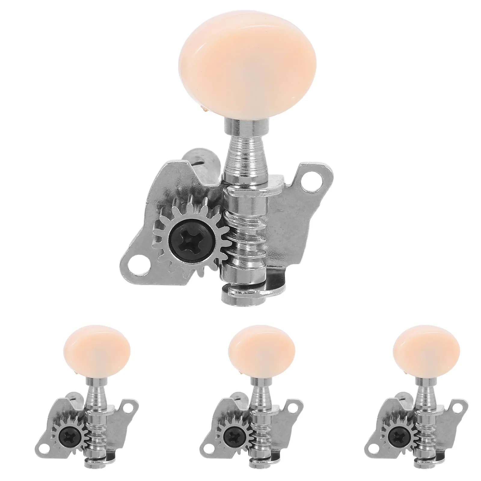 Set di 4 Meccaniche di Accordatura per Ukulele (2R2L) con Perno Corto in Acciaio per Chitarra Acustica, Regolazione Precisa delle Corde