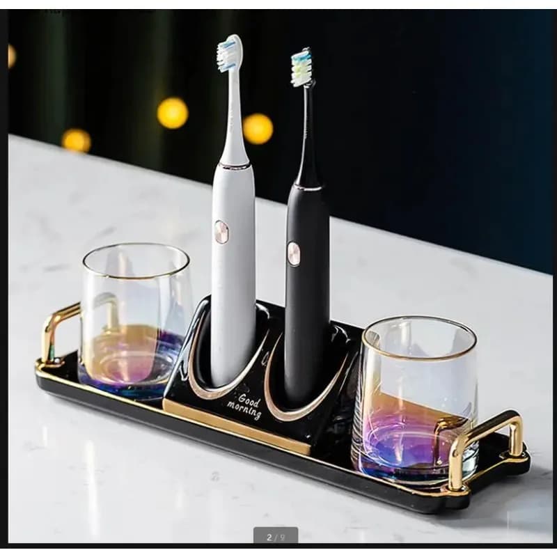 Bathroom Supplies Ceramic Tray Electric Toothbrush Cup Glass Flushing Accessories for Desktop Decorations