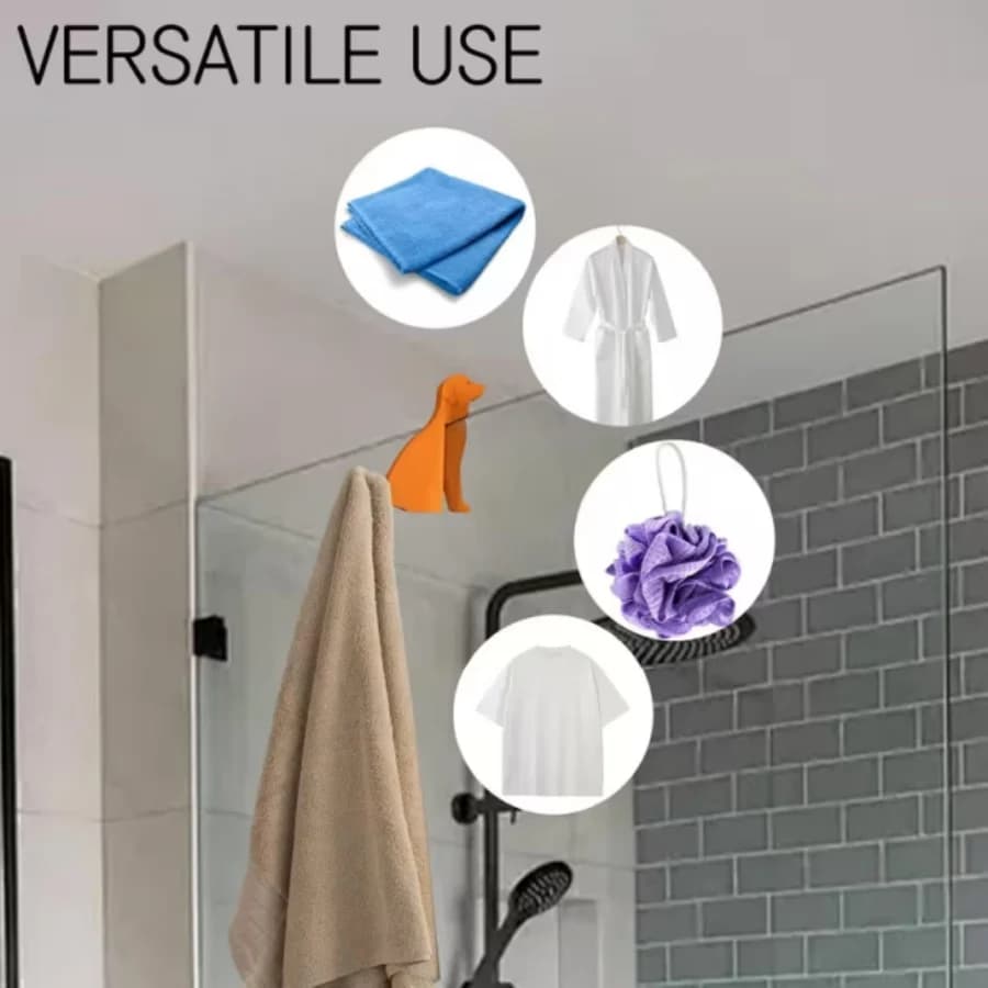 Ganci per porta doccia a forma di cane - Ganci 3D stampati da appendere sopra la porta per asciugamani, accappatoi e vestiti - Installazione senza foratura per porte con telaio