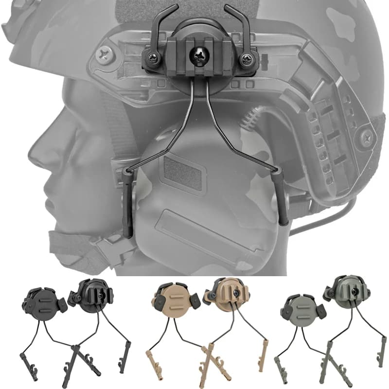 Accessori per casco da caccia Guida per cuffie tattica Adapte Supporto per cuffie per binario per casco regolabile da 19-21 mm