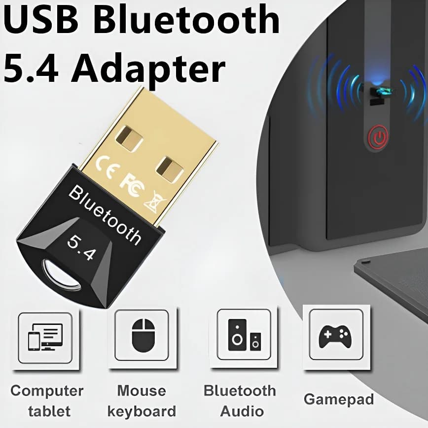 Adattatore USB Bluetooth 5.4 Ricevitore dongle Bluetooth wireless per PC portatile Win 11/10/8//7 Auricolare Altoparlante Tastiera Mouse Stampante