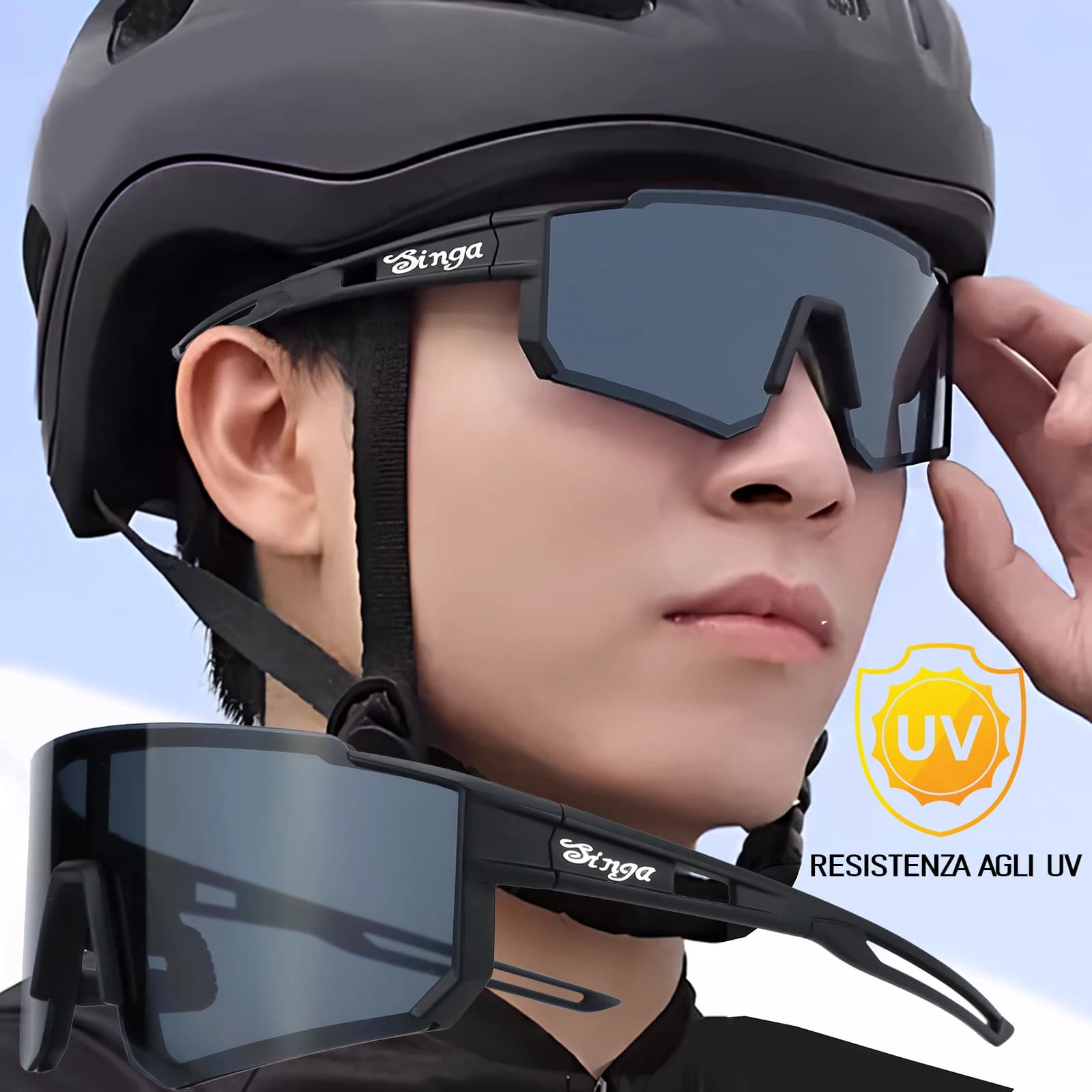Occhiali da sole da ciclismo Occhiali da bici Occhiali sportivi scuri Occhiali da ciclismo Oculari con lenti polarizzate nere Occhiali da bicicletta da esterno