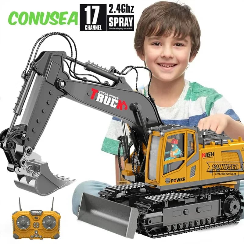 12/15/17CH Rc Escavatore Camion in lega Giocattolo per bambini 2.4G Auto radiocomandate Ingegneria Veicolo elettrico Macchina Regali di Natale Ragazzi