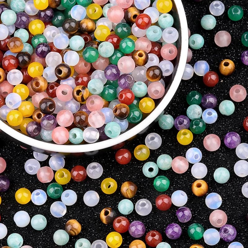 Pietra naturale 5 pz/pacco Foro grande Liscio Perline Del Distanziatore Rotondo Perlina Guarigione Per Creazione di Gioielli Collana Del Braccialetto Accessori FAI DA TE 6mm