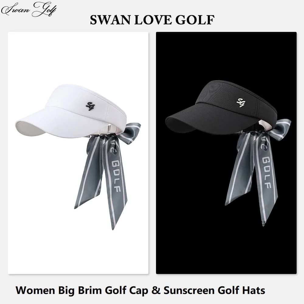 SG Nuovo Cappello da Golf Vuoto da Donna con Visiera Regolabile Anti-UV, Cappellino Casual con Fiocco Rimovibile, Accessori da Golf