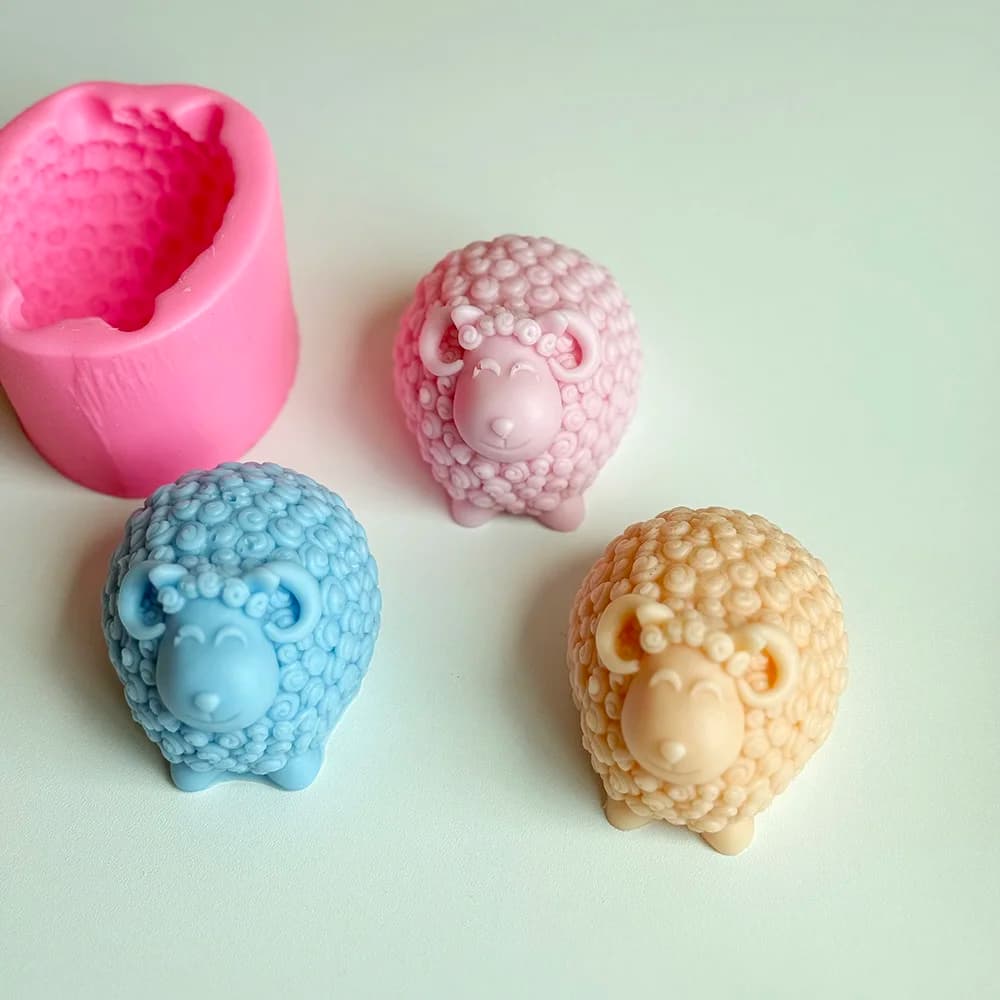 Stampo in silicone 3D a forma di pecora per candele, stampo manuale fai da te per sapone e gesso, stampi in silicone per artigianato 3D fatto a mano, all'ingrosso