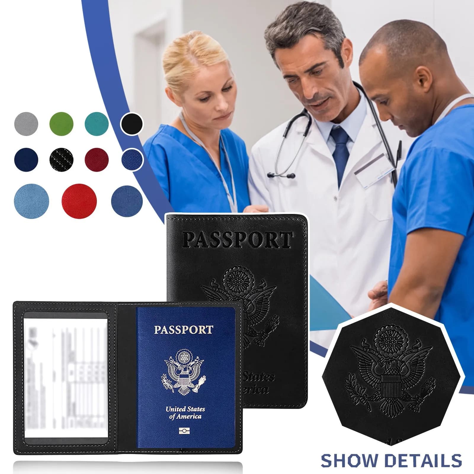 Custodia per passaporto in pelle Unisex donna uomo custodia per passaporto in vera pelle tasca porta carte da viaggio portafoglio in pelle portatile