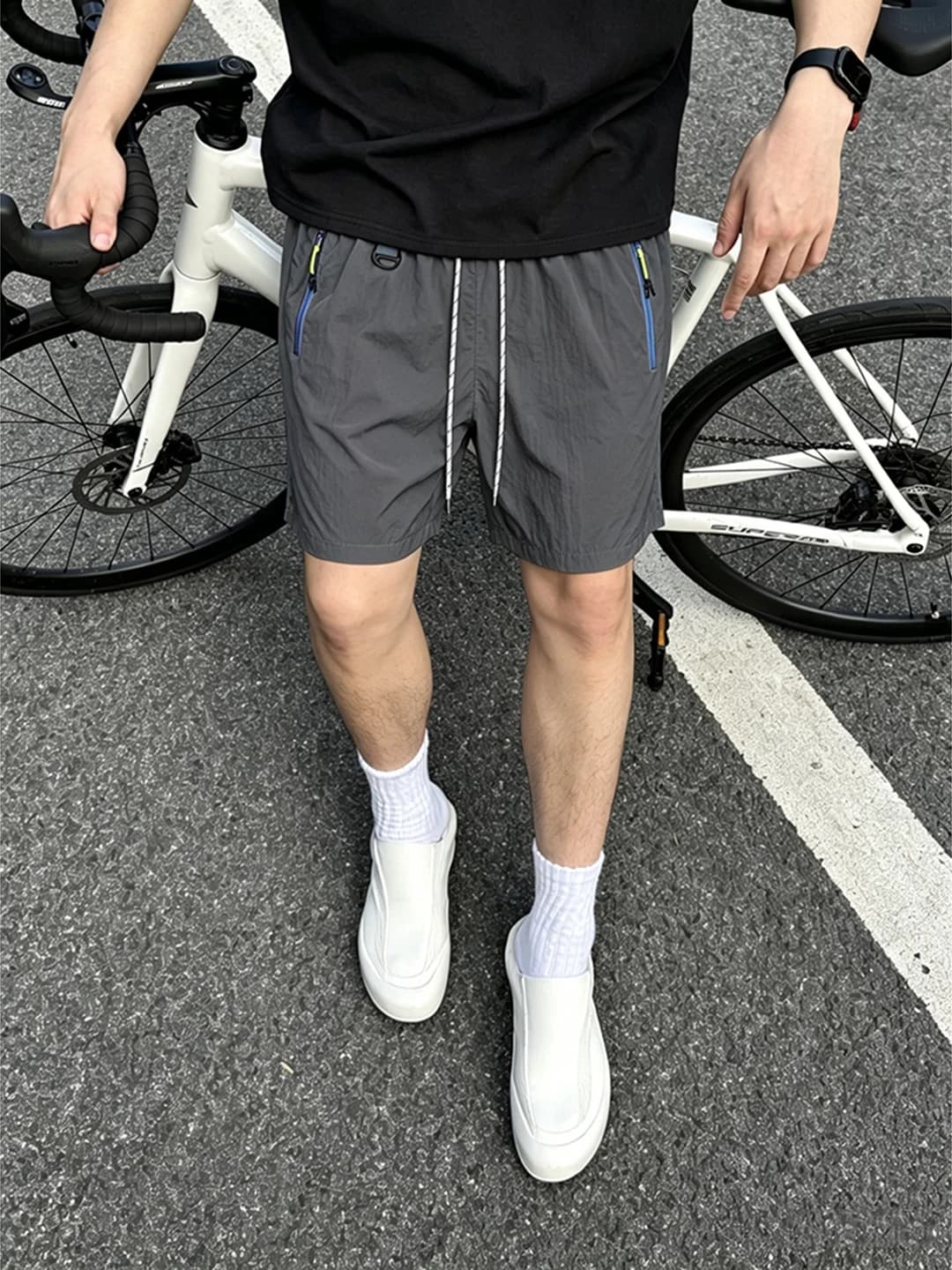 Pantaloncini da Ciclismo ad Asciugatura Rapida per Uomo, Leggeri Estivi, Stile Americano, per Allenamento Fitness e Maratona