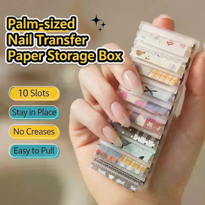 Nail Art Sticker Organizer 10 Grids Storage Box for Nail Transfer Paper Lightweight Accessories Case