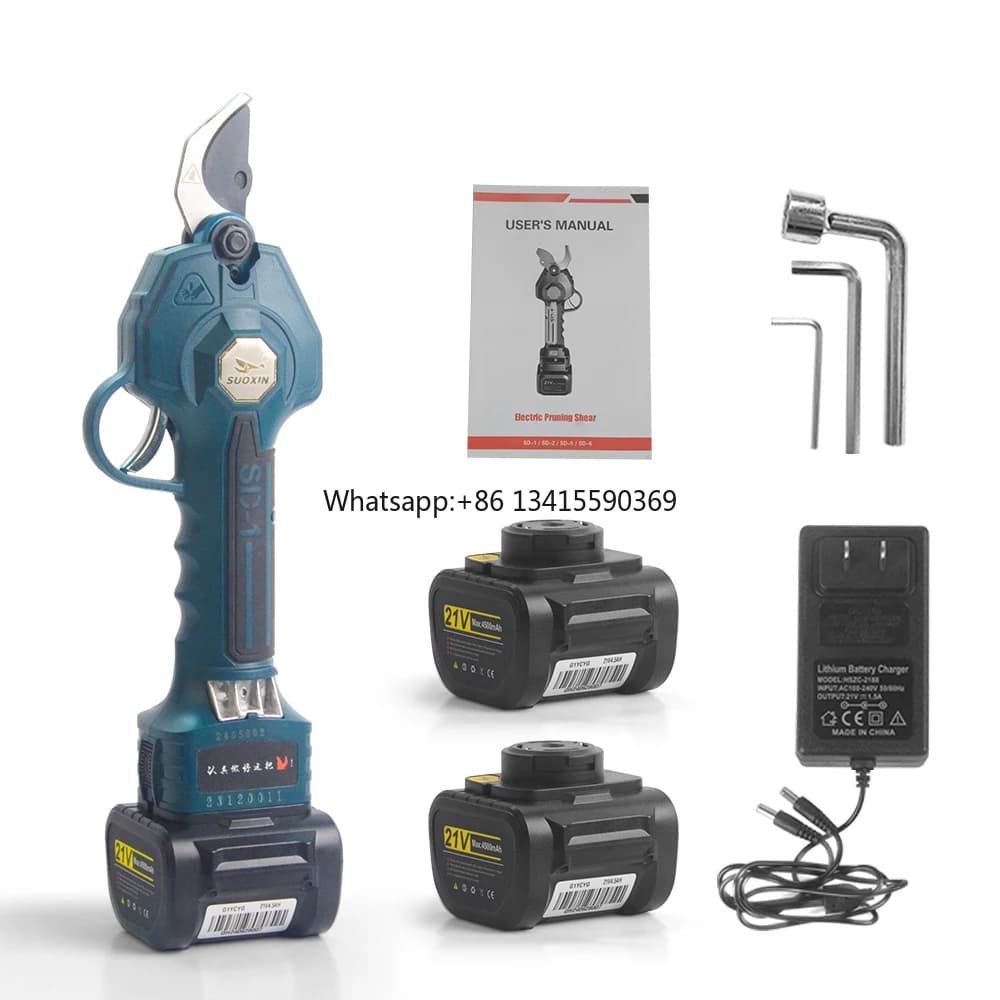 Electric shears for pruning without brushes with cutting diameter of 40 mm, cutter for branches for shafts with battery powered pruning of 21 V