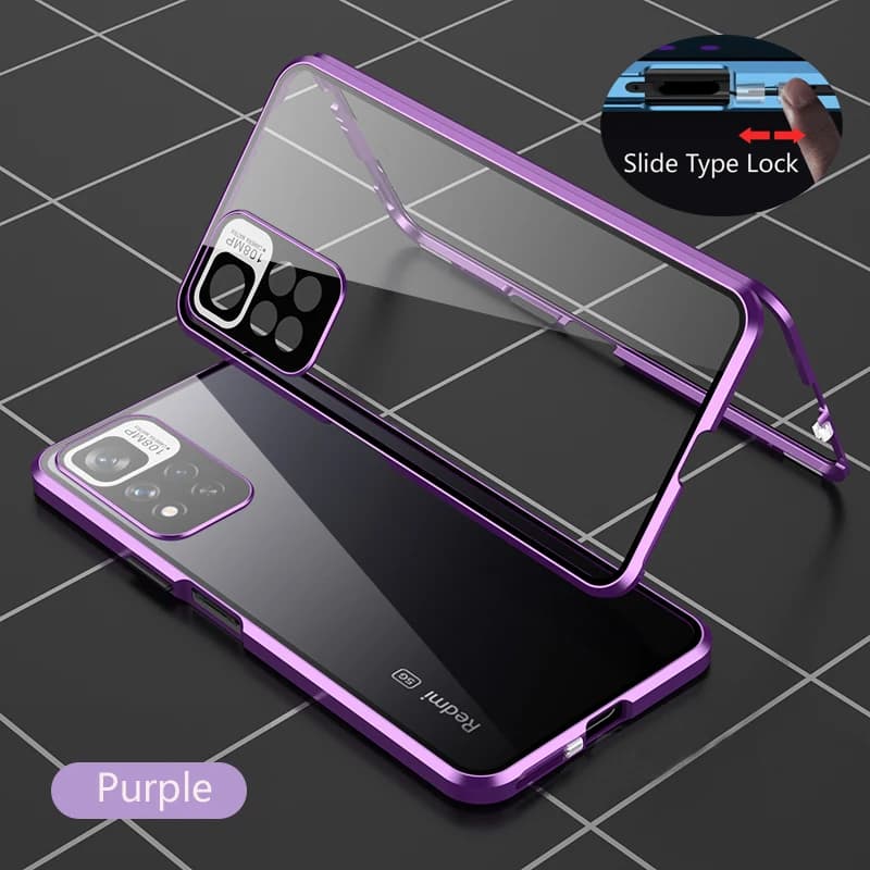 Custodia protettiva completa Custodia magnetica in metallo con chiusura a scatto in vetro bifacciale per XiaoMi Redmi Note 13 Pro Plus 5G Cover per telefono paraurti