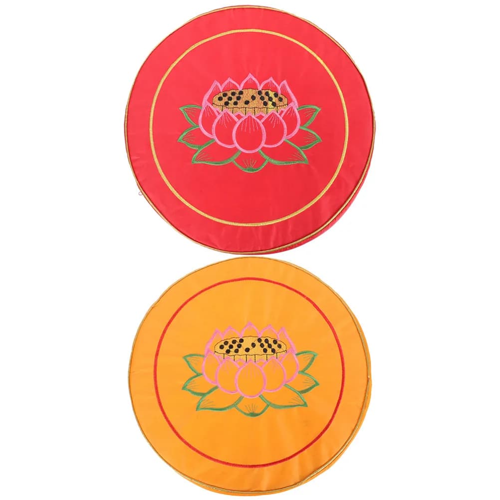 2Pcs Compact Lightweight Round Meditation Cushion Buddhist Prayer Mat for Home Temple Worship Kneeling Seat Mat Non-Slip