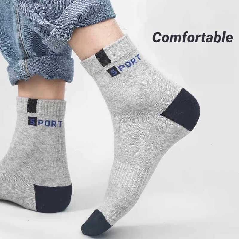 Calzini Sportivi da Uomo Traspiranti Morbidi con Lettere, alla Moda, a Mezza Gamba, in Spugna, per Sneakers e Corsa Estiva