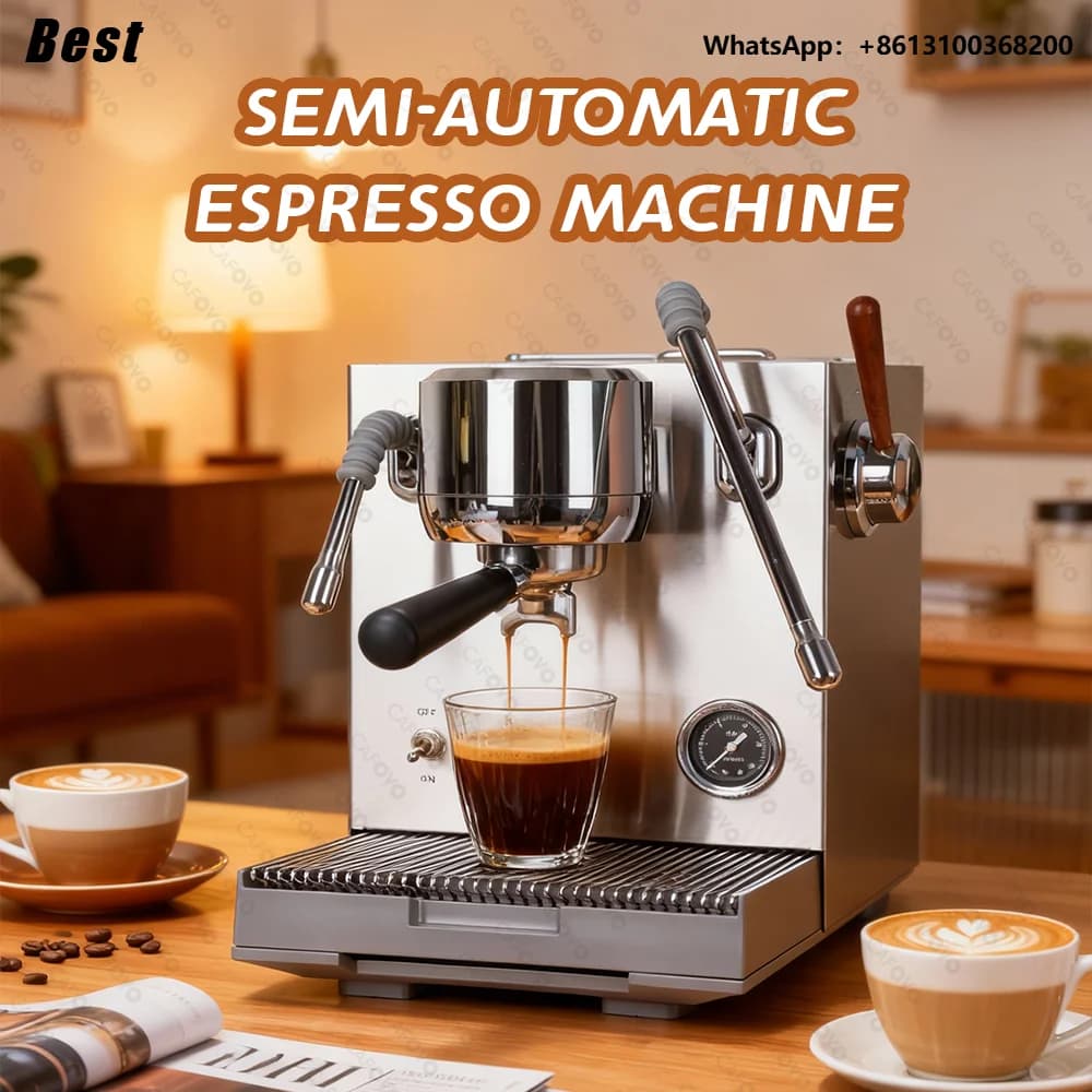 Migliore Macchina per Espresso Commerciale CAFOVO E120 9Bar con Doppia Caldaia, Pompa ULKA, Sistema OPV e Display OLED per Caffetteria, 220V