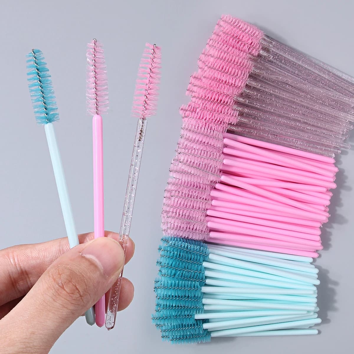 50PC Reusable Eyelash Brushes, Crystal Mascara Wands Lash Spoolies Makeup Brush for Eyelash Extension Eyebrow Comb Cosmetic Tool
