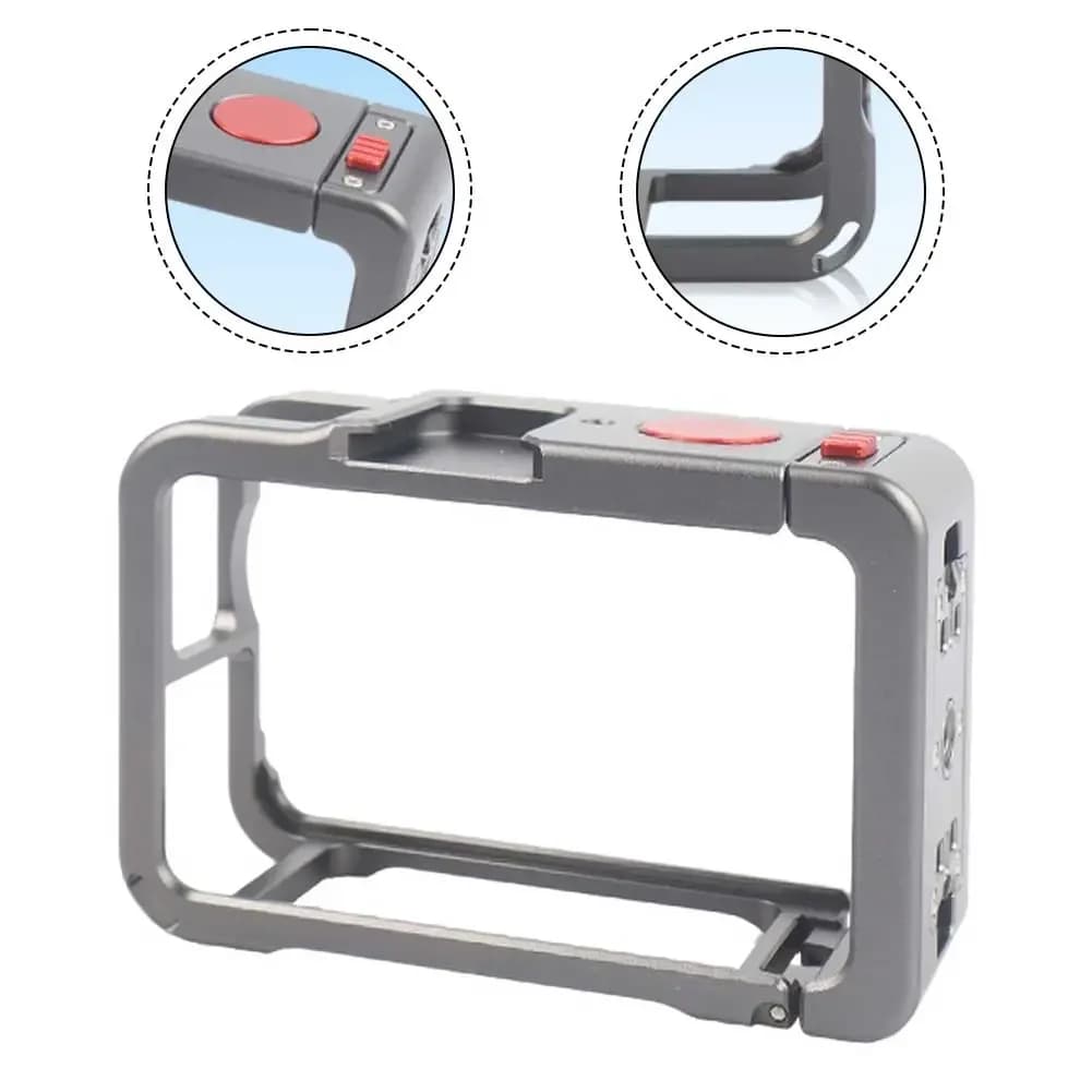 Protective camera cage for DJI Action 6 Gabbia for aluminum alloy expansion rabbits with protective cap for action camera lens