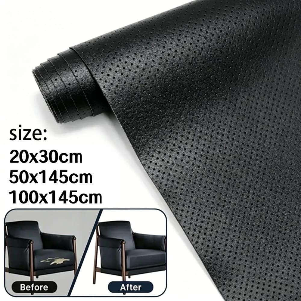 Adesivo in Pelle PU Impermeabile Traspirante Perforato Autoadesivo per Riparazione Divani, Sedili, Borse, Interni Auto Modificati