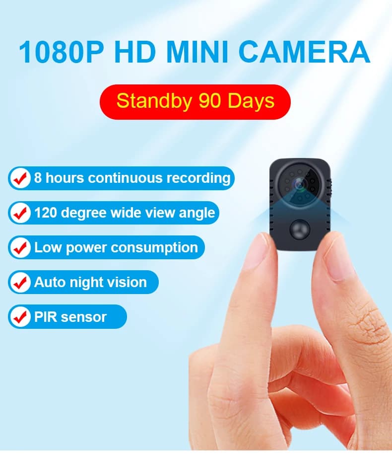 2023 MD29 Mini Cam PIR Camera Rear Clip DV Smart Camera HD 1080P Recorder Body Motion Activated Small Nanny Cam for Car