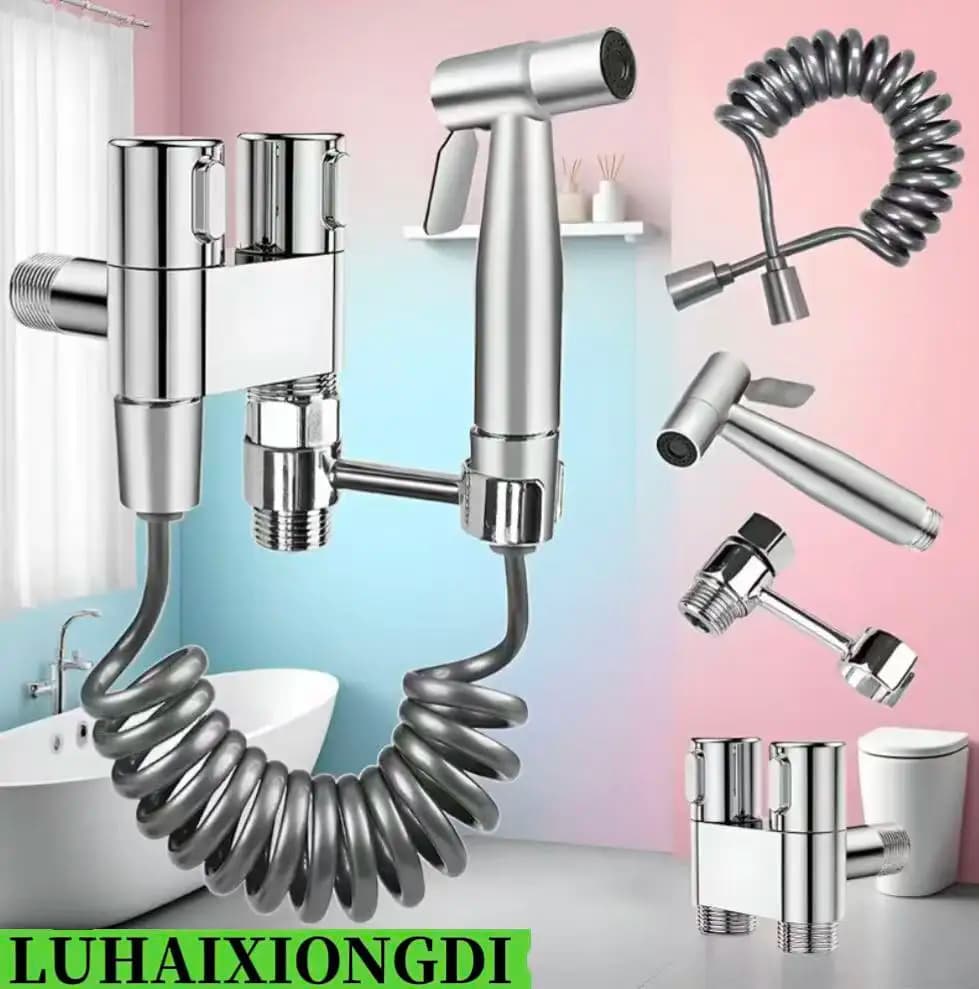 Kit moderno per pistola a spruzzo per WC con maniglia e tubo flessibile - Sistema di pistola a spruzzo per WC resistente, facile da installare,