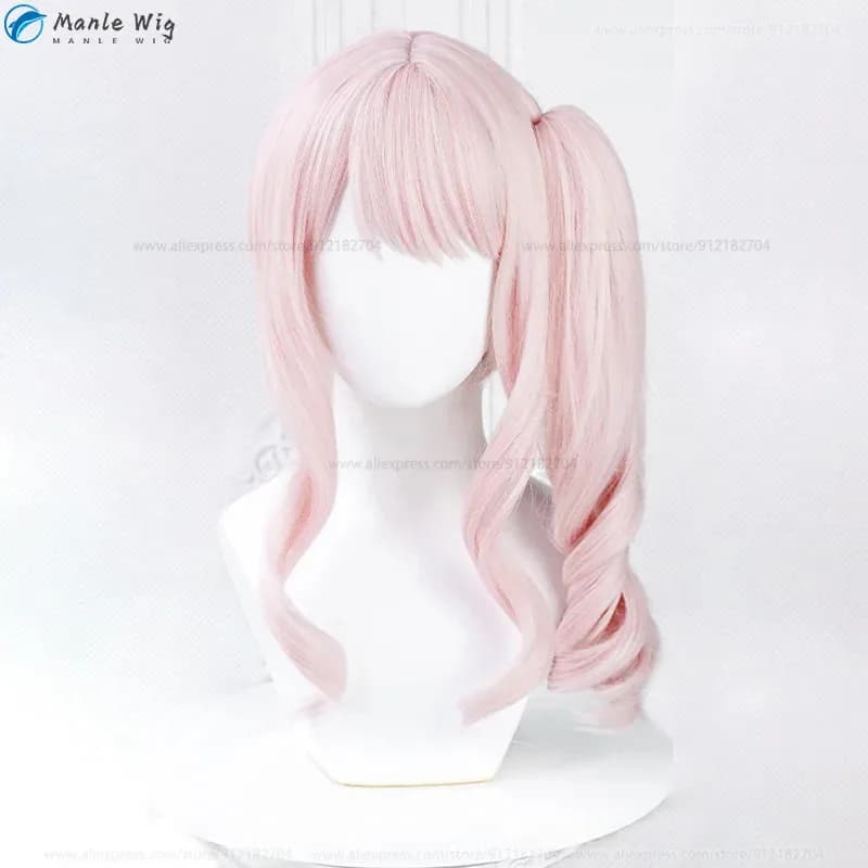 High Quality 45cm Akiyama Mizuki Cosplay Anime Cute Pink Curly Ponytail Wig Heat Resistant Synthetic Wigs Halloween