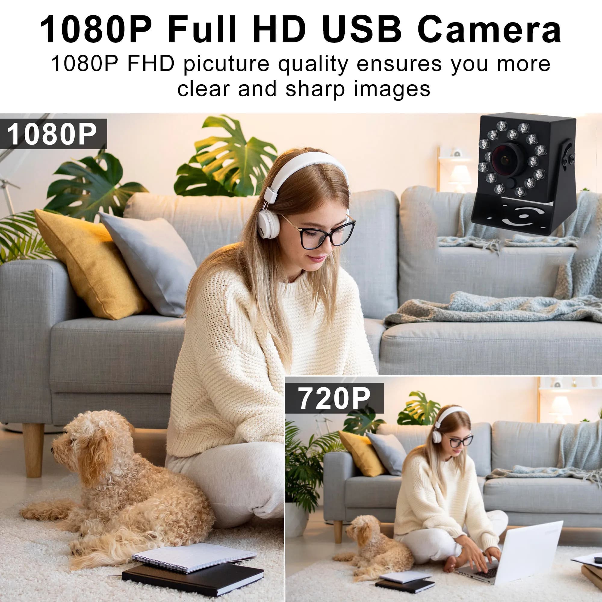 GOOD 2MP 1080P Infrared USB Webcam Wide Angle 720P 60FPS 480P 120FPS Night Vision USB Camera Driver Free for Live Streaming