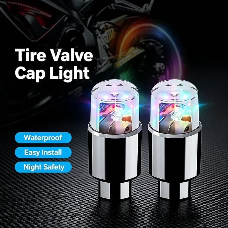 2/10Pcs Tire Valve Cap Lights Colorful LED Wheel Light For Car Air Valve Caps Neon Light For Motorcycles Bicycles Auto Exterior