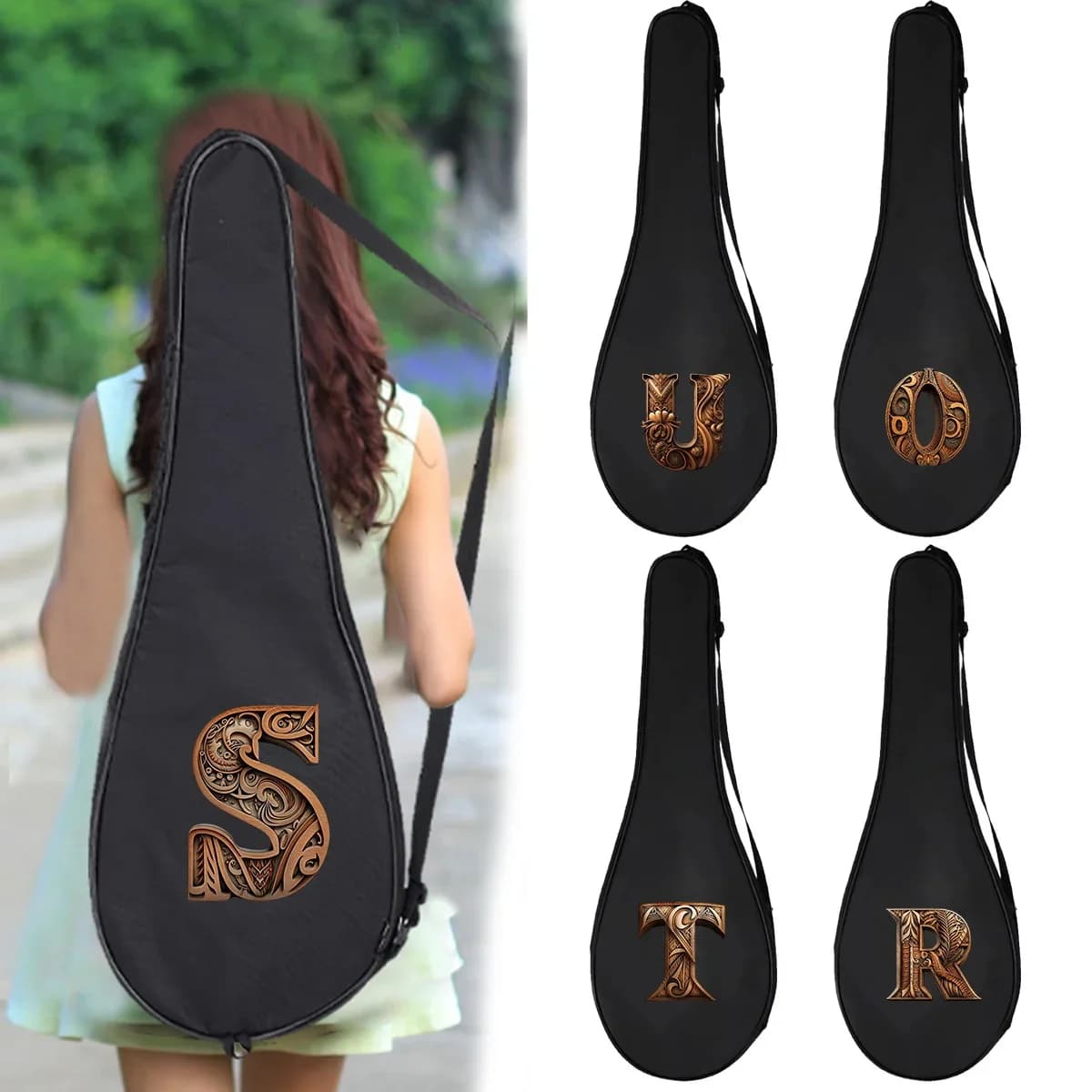 Badminton Racket Bag Portable Tennis Case Protective Case for Rackets from Badminton Bat Organizer Cover Wood Art Series