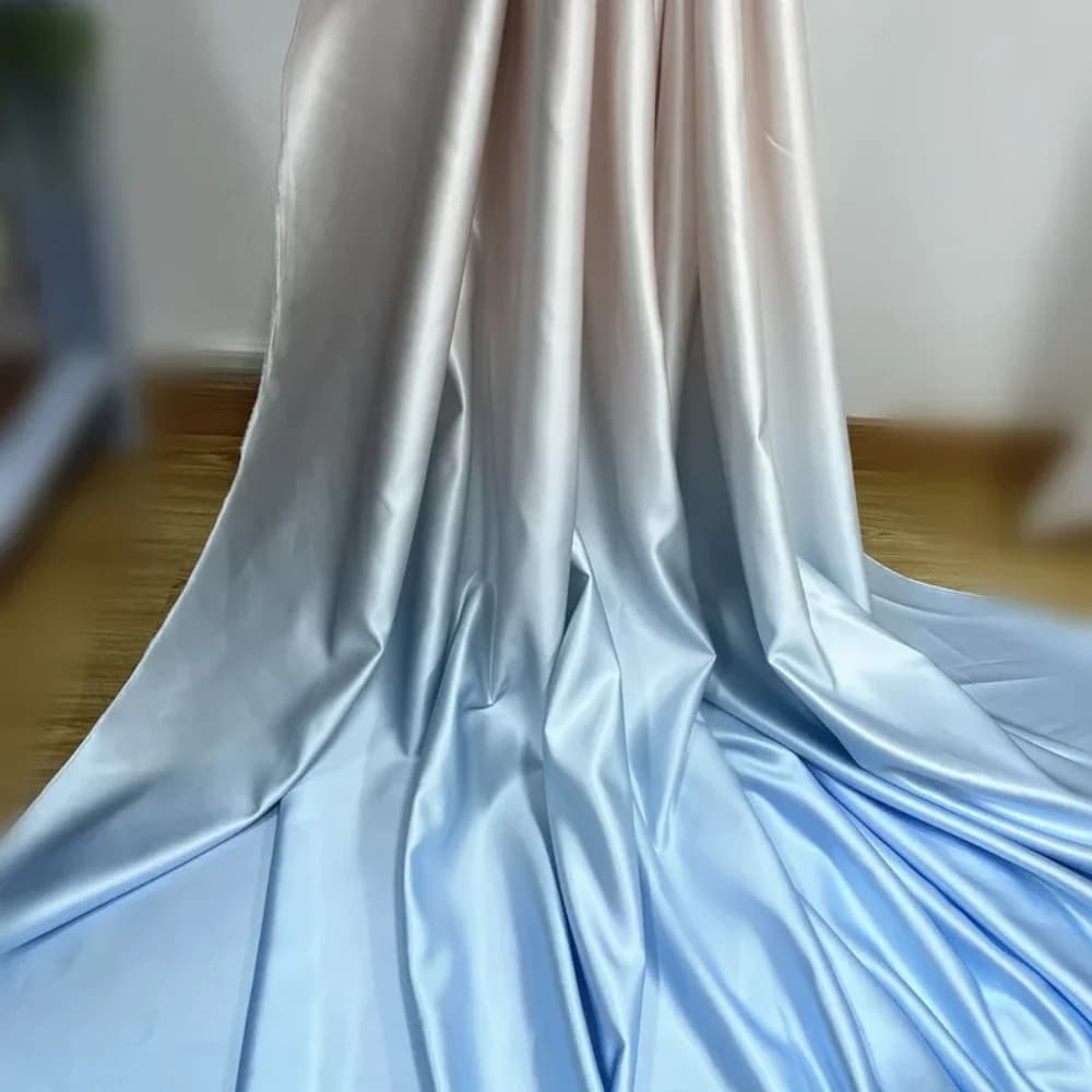 Tessuto di raso sfumato morbido e spesso per abiti da sposa, tende, designer, materiale da cucito fai da te, tessuto al metro